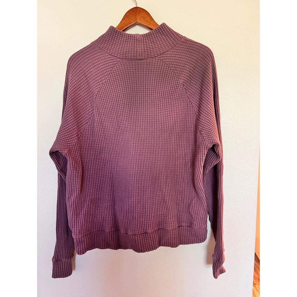 The North Face Womens XL Waffle Knit Pullover Mock Neck Sweater Purple - Picture 2 of 8